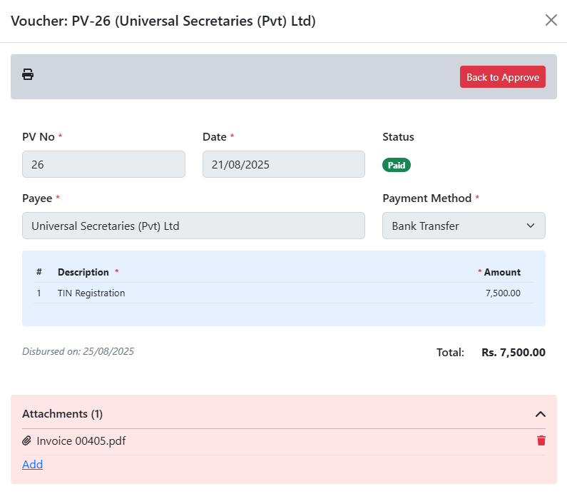 Digital Payment Vouchers - SME Plus business management screenshot